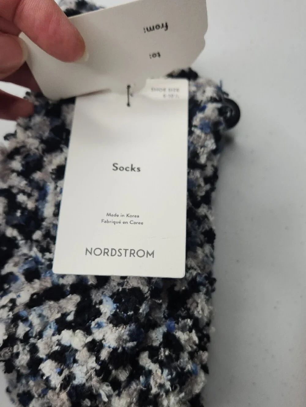Nordstrom Women's Plush Fuzzy Socks in Black, Gray & Blue